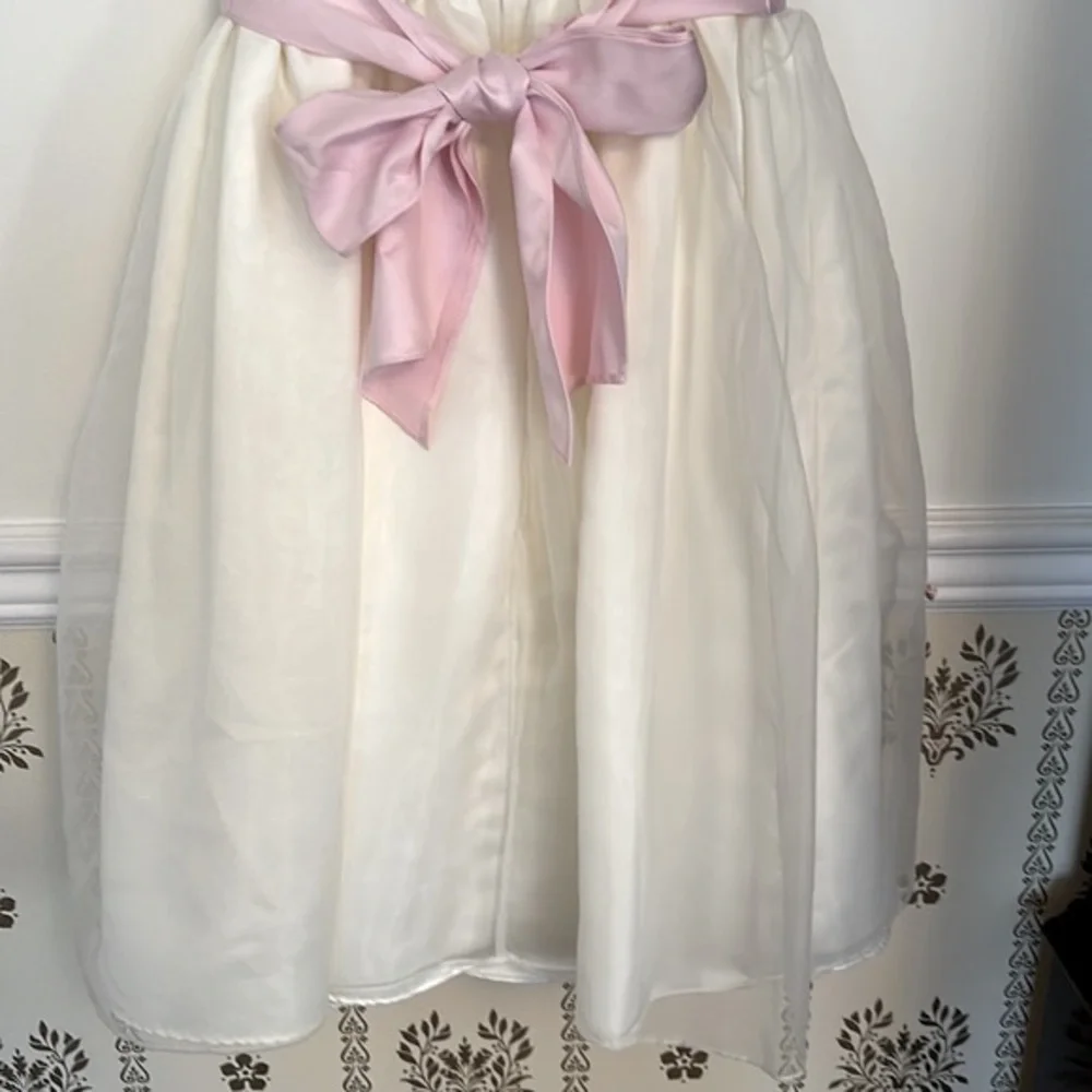 Little Miss Ivory Easter Flower Girls Dress Formal Sleeveless Pink Bow Size 12 - Picture 9 of 11